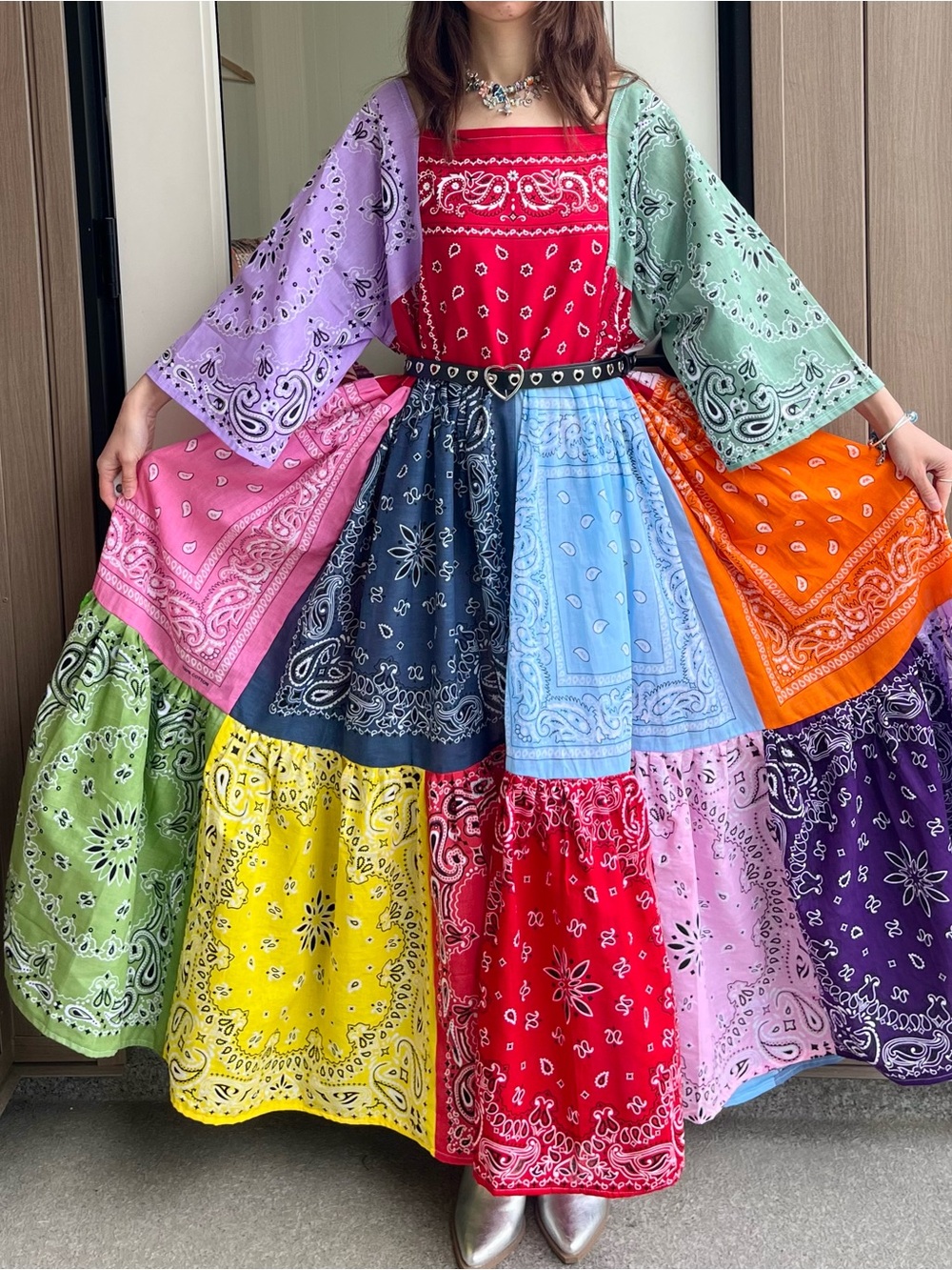 Rainbow | Handmade Voluminous Maxi Bandana Dress | SKU 09252